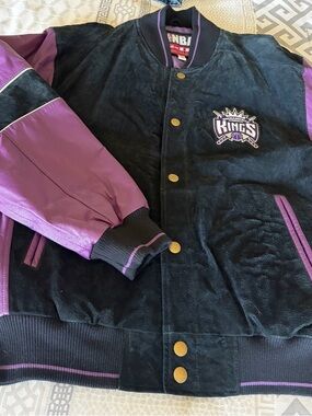NBA Sacramento Kings Black and Purple Varsity Bomber Jacket